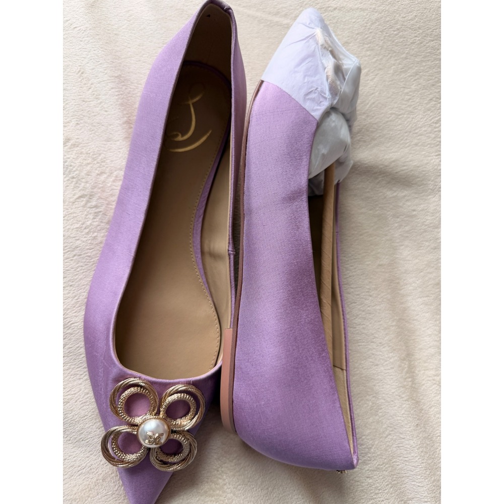 Sam Edelman Wanda Tour Flats Women 10 Lavender New Pearl Flower Pointed Toe - Picture 5 of 9
